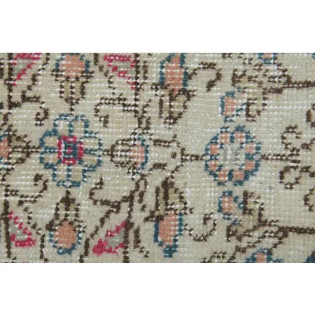 1970s Vintage Turkish Hand-Knotted Wool Cotton Beige Runner Rug 80x216