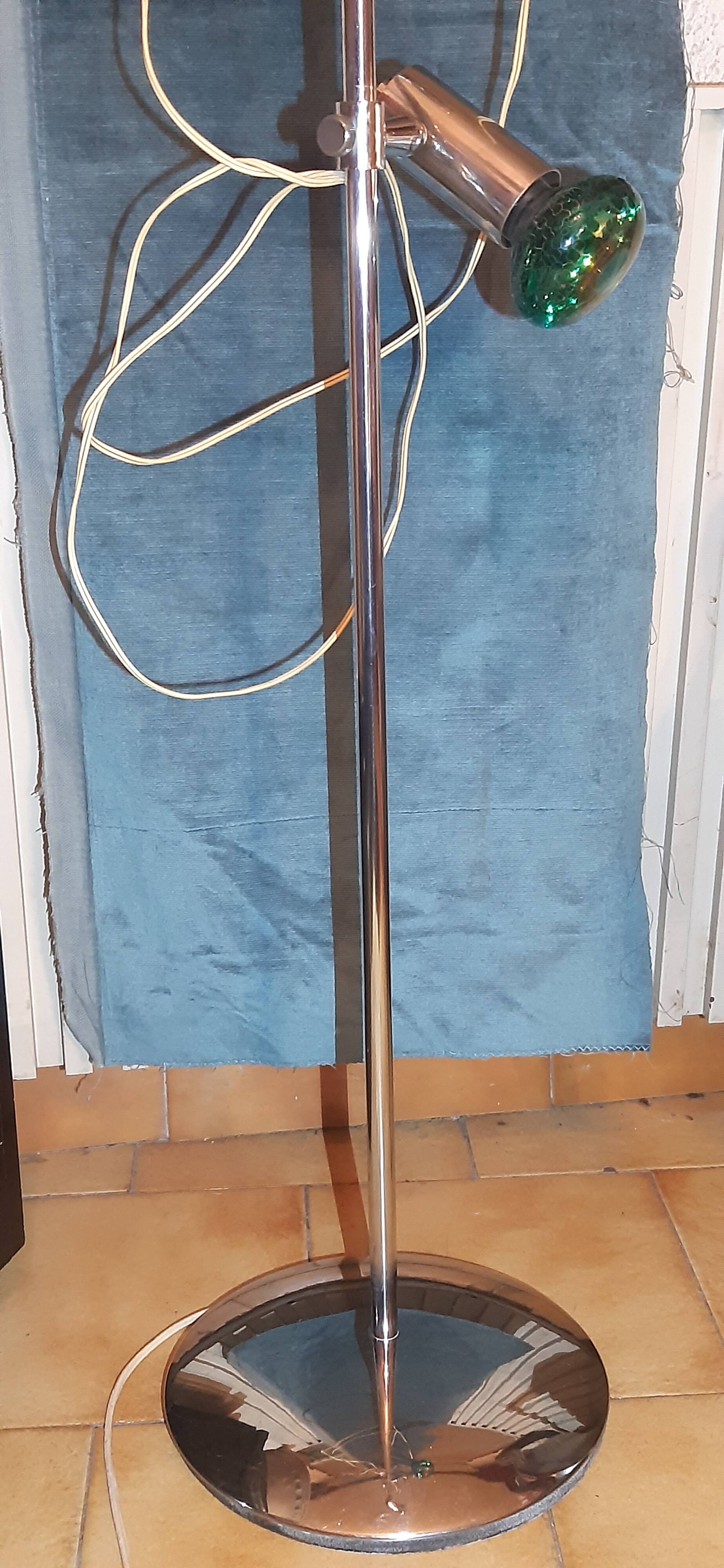 Vintage floor lamp 3 chrome spots France 1970