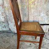 4 chaises anciennes style Louis XVI en bois et cannage, XIXème s.