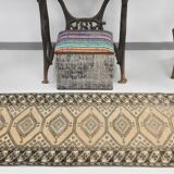 3x10 Cream Black Vintage Persian Runner Rug, 76x303Cm SK 20938