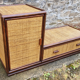 Storage cabinet in bamboo and vintage wicker, 60s