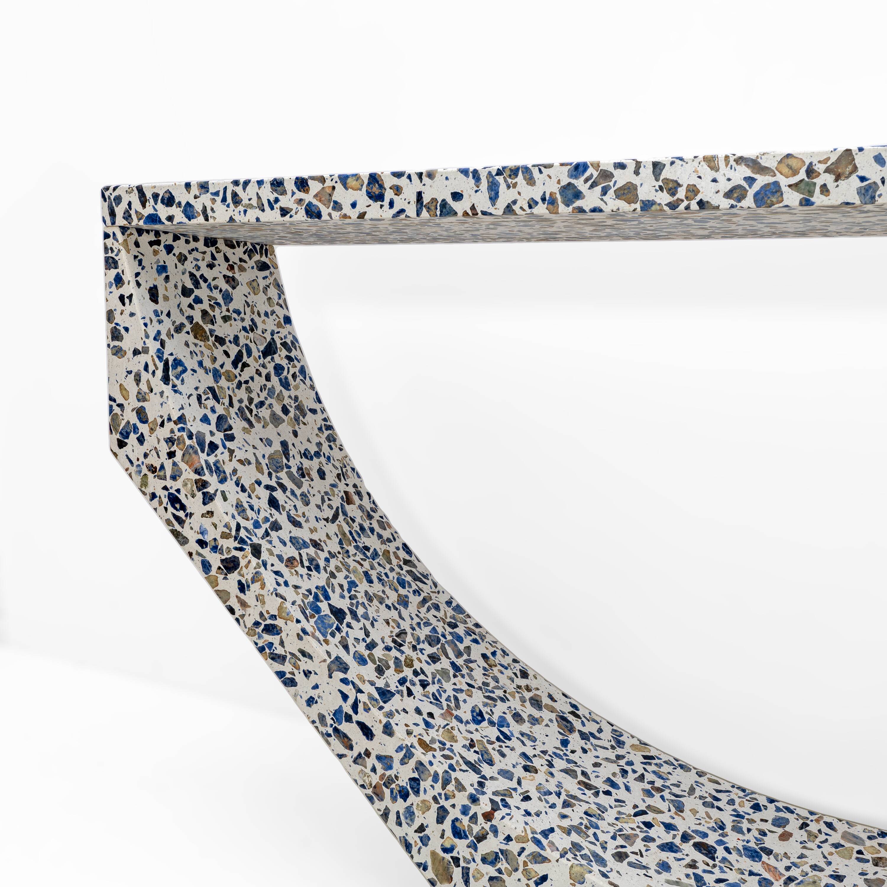 Italian-designed "Arcata" Console Table White Terrazzo Marble by Domus Stud