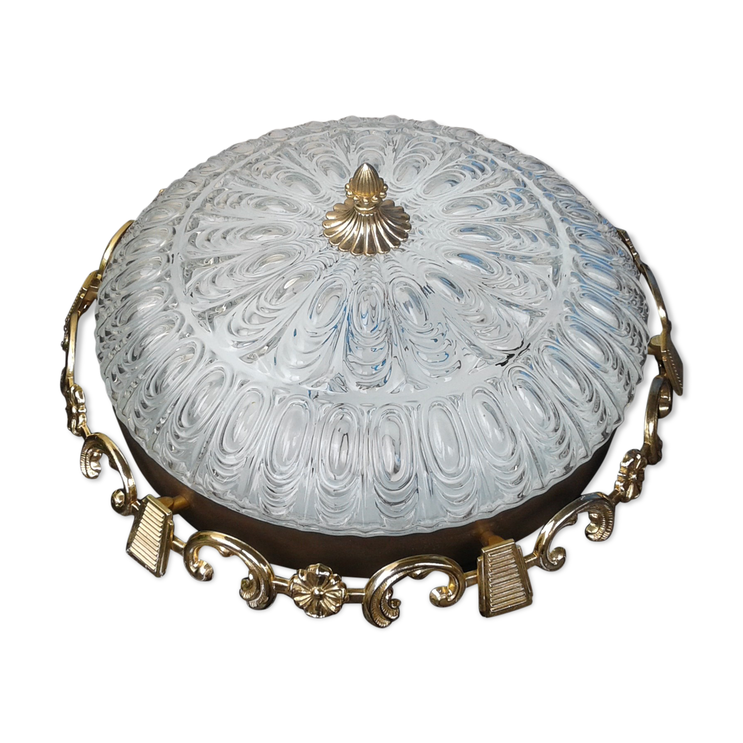 Plafonnier en verre et métal