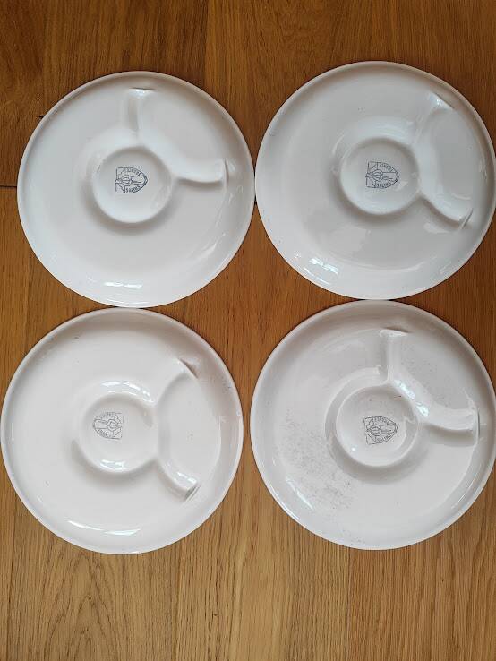 New! 1960/80 Salins / 4 Large Artichoke Plates / white