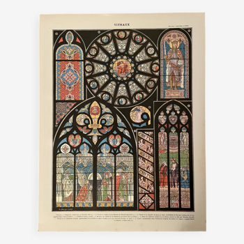 Lithographie sur les vitraux (cathédrale de Tournai) - 1900