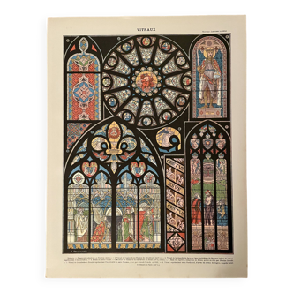 Lithograph on the stained glass windows (Tournai Cathedral) - 1900