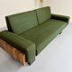 Vintage 3-seater sofa, green, solid wood, 70s/80s design