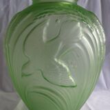 Jobling B2 Bird and Corn Vase Uranium Glass