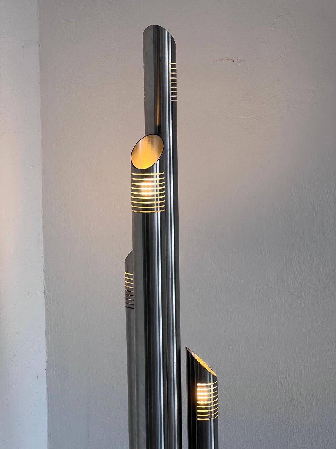 Stainless Steel Floor Lamp by Fontana for Reggiani, Italian Collectible Design