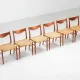 Arne Wahl Iversen set of six teak dining chairs Glyngore Denmark 1960