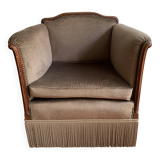 Fauteuil Art Deco en velours taupe 1920/30