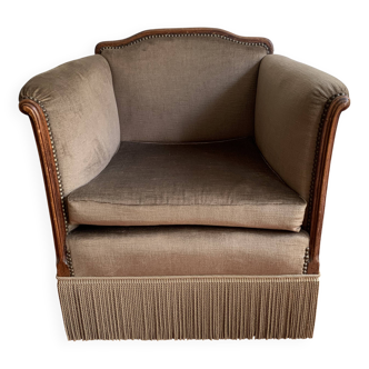 Art Deco armchair in taupe velvet 1920/30