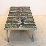 Table basse en mosaïque d'ardoise et de céramique