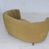 1960s, Danish 2-seater "Banana" sofa, furniture velour, beech wood.