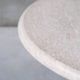 Travertine italian mid-century circular dining table