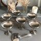 Ice cream cup with spoons, vintage stainless steel