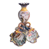 Large centrepiece in earthenware, hand-painted.