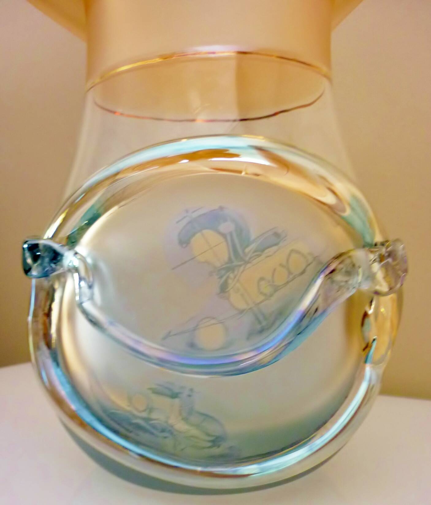 Large designer vase, signed Jon Art, modernist, abstract decorations
