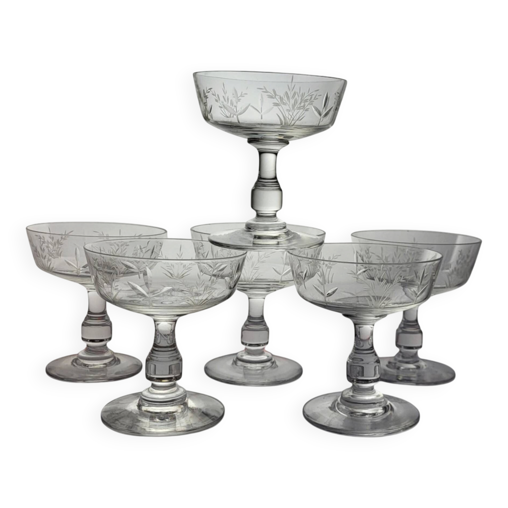 6 coupes à champagne en cristal