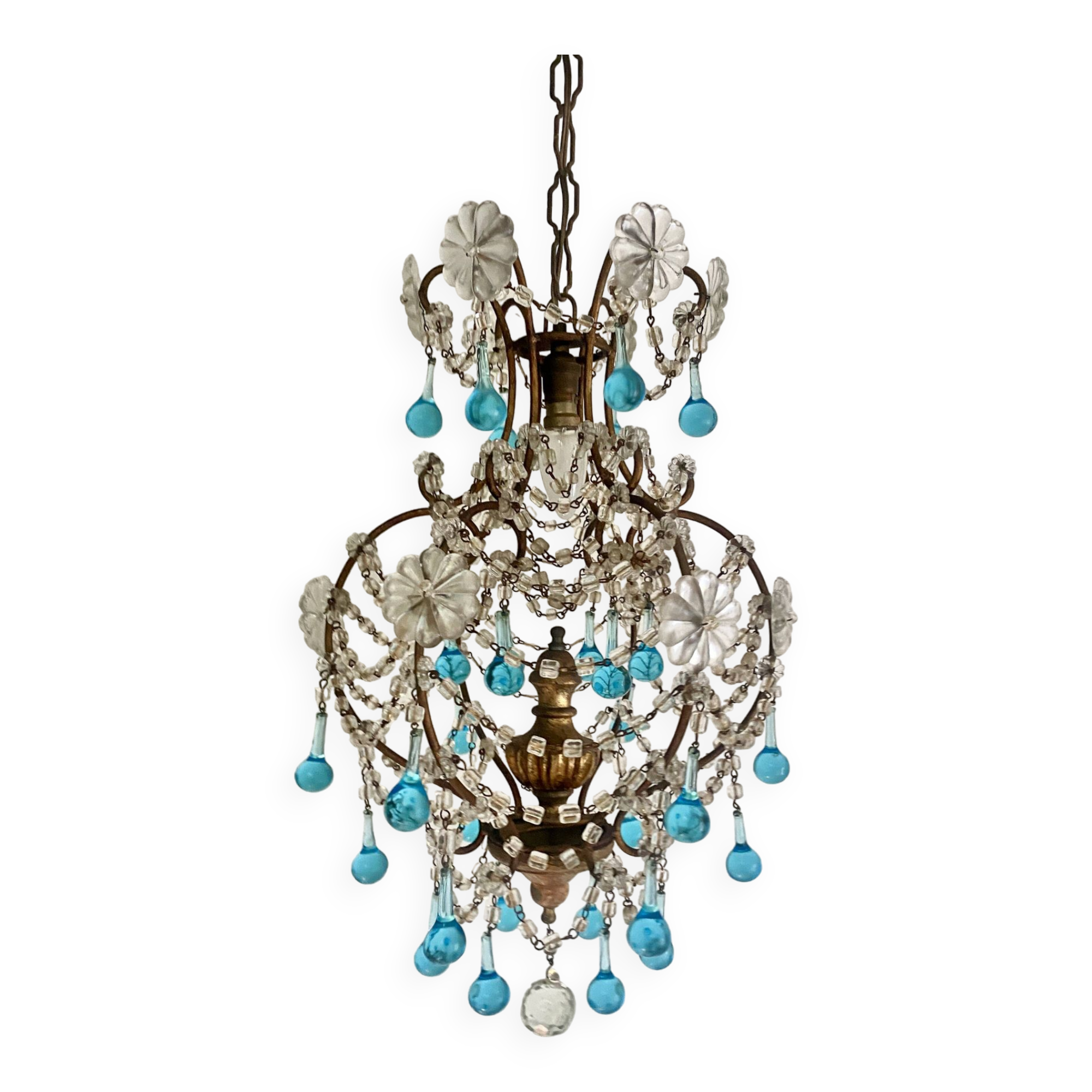Old crystal pendant chandelier