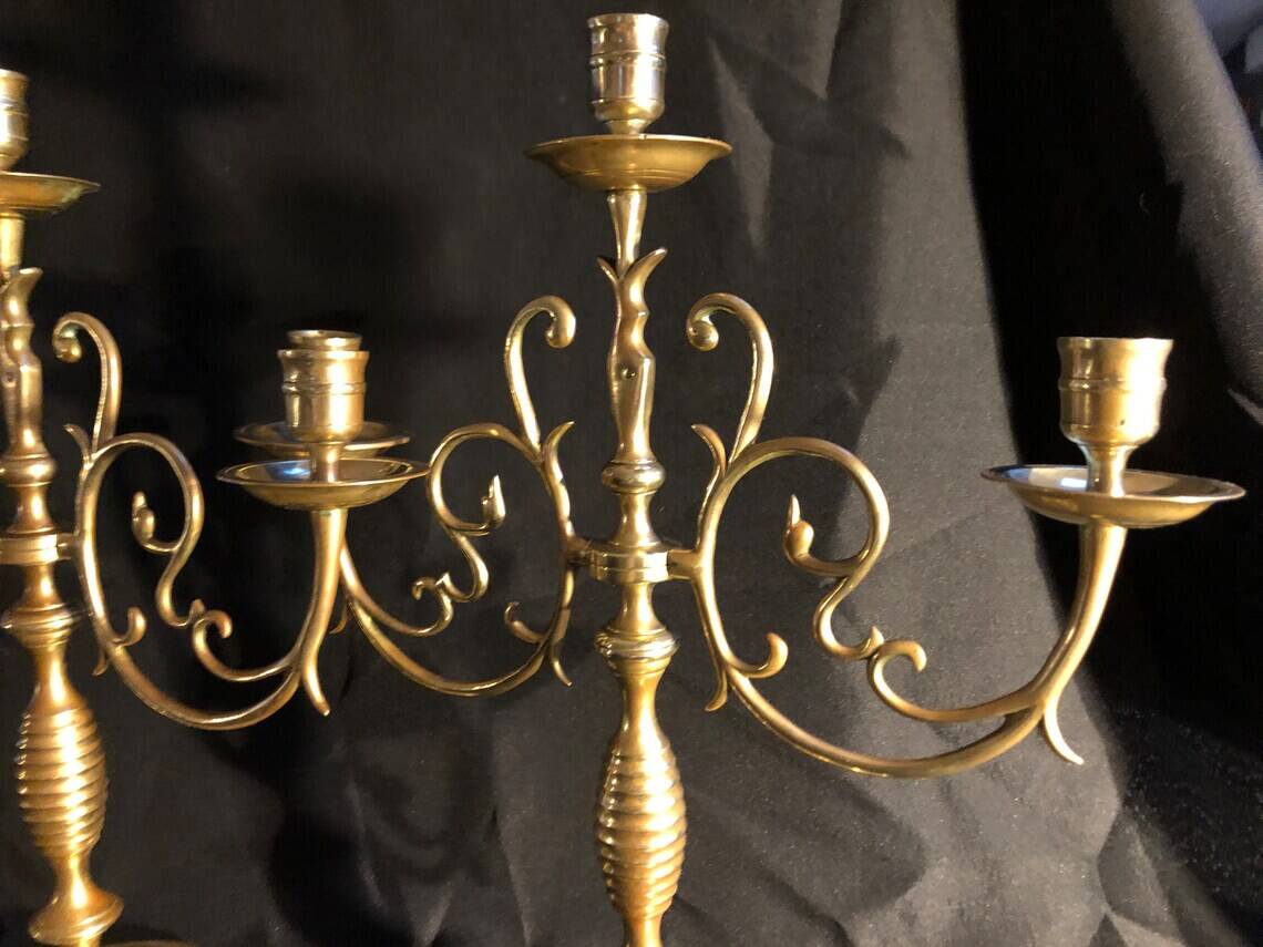 Pair of bronze candelabra