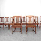 Set of 8 chairs and two fautuils of English style mahogany and mahogany veneer