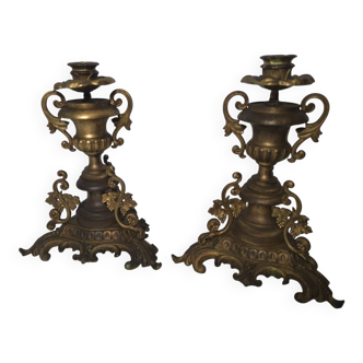 Bronze candlesticks with bunches of grapes (the pair)