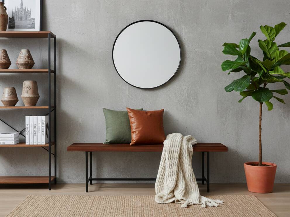 Mid-Century slatted teak bench with iron frame Italy 1950s