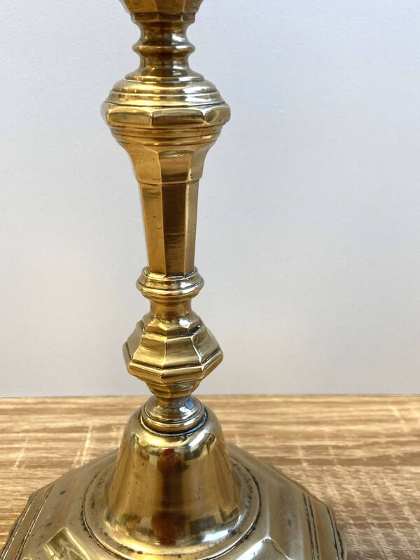 Ancien Bougeoir Chandelier Flambeau Époque Louis XV Bronze Massif Doré