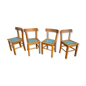 4 chairs bistrot 1950 design wood