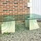 Table basse en travertin et verre, Carlo Scarpa, Italy, 1970s