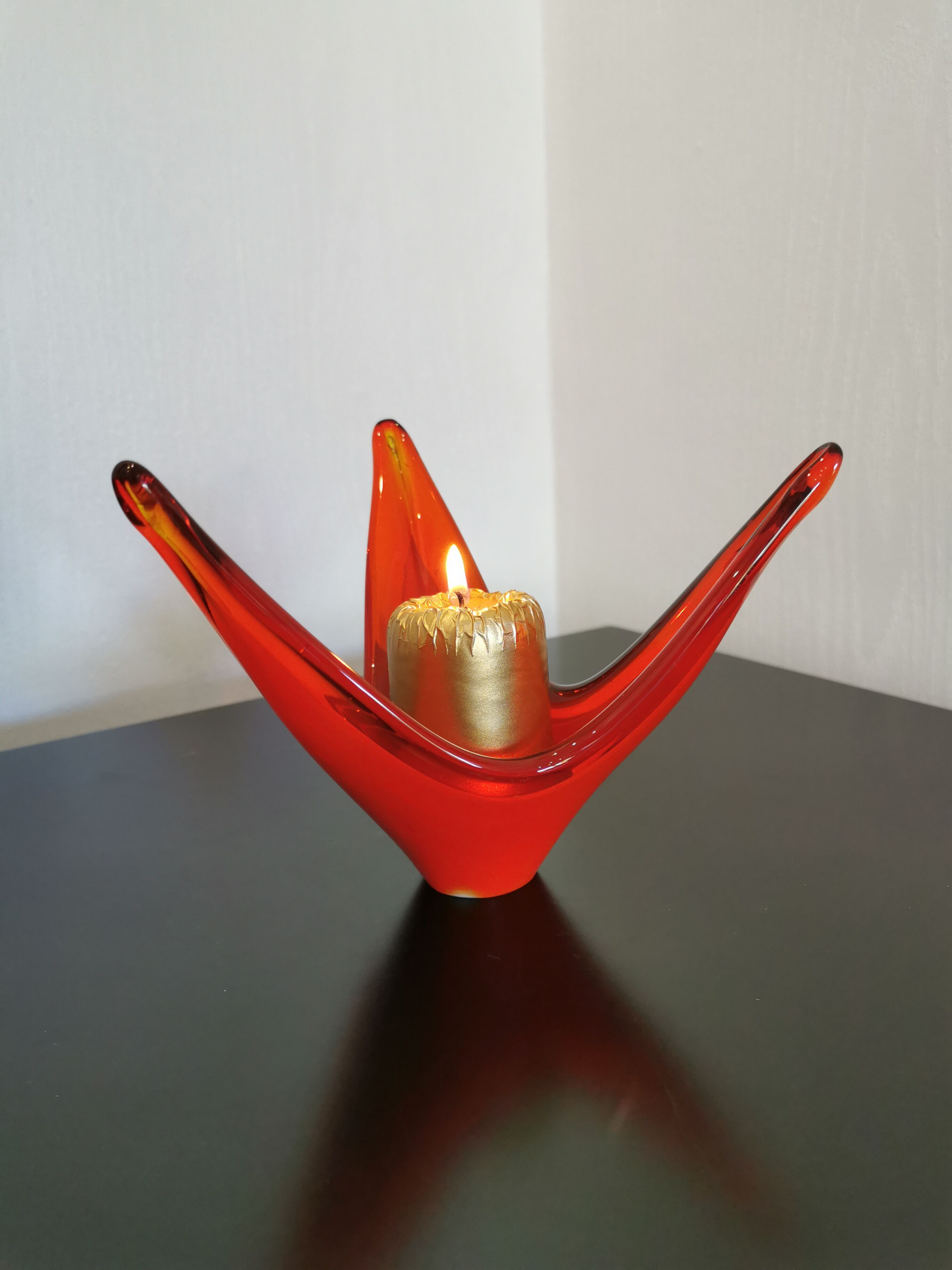 Spanish opaline red glass cup