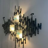 Brutalist Wall-Mounted Lamp & Coat Rack Sculpture by Angelo Brotto