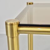Midcentury Italian Tubular Brass And Smoked Glass Coffee Table. Retro.