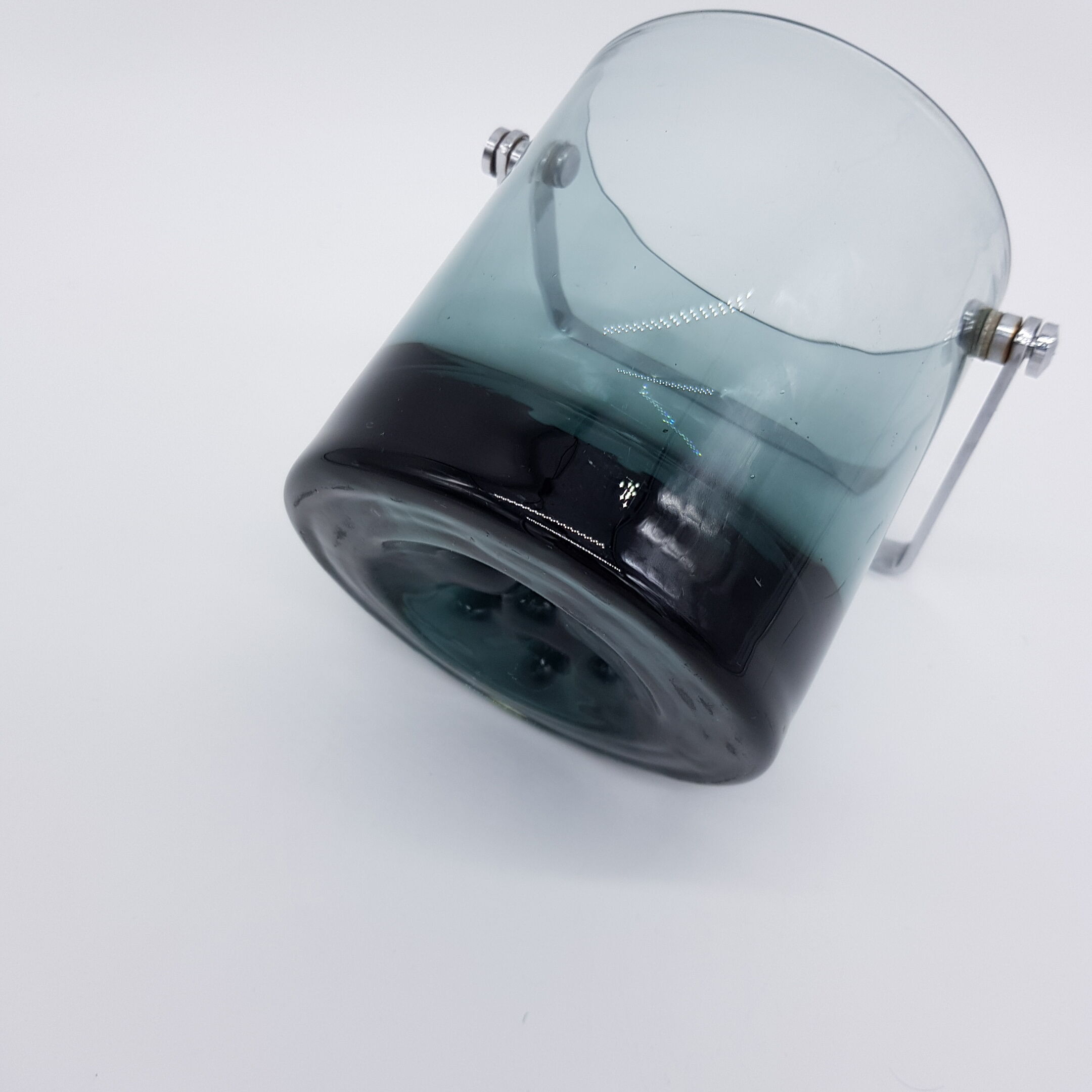 Bucket with ice cubes in vintage smoked glass