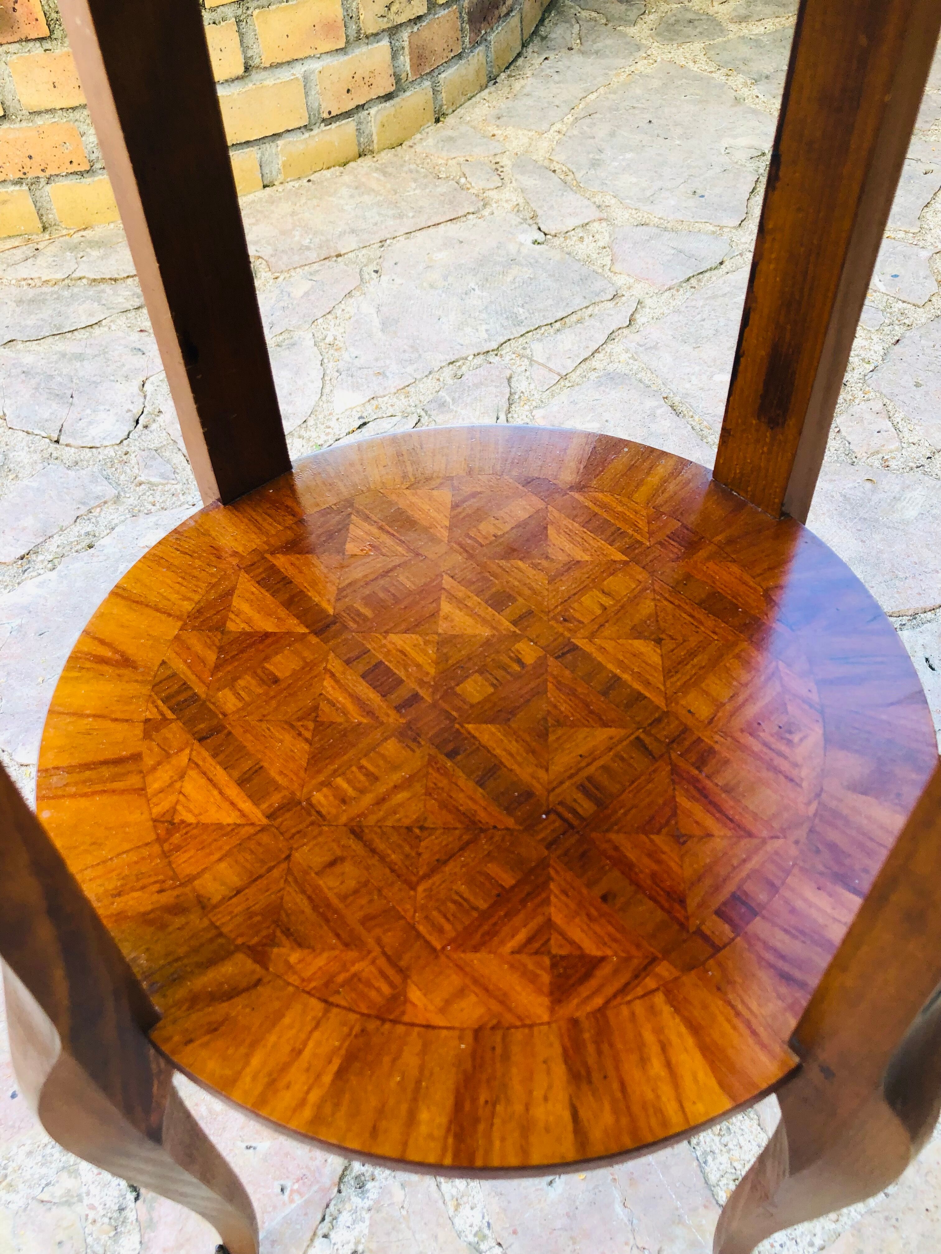 Quadripod bedside table in Louis XV style marquetry