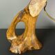 French midcentury brutalist olive wood table lamp, 1950s