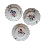 Set de 3 assiettes plates ivoire fleurs Sarreguemines