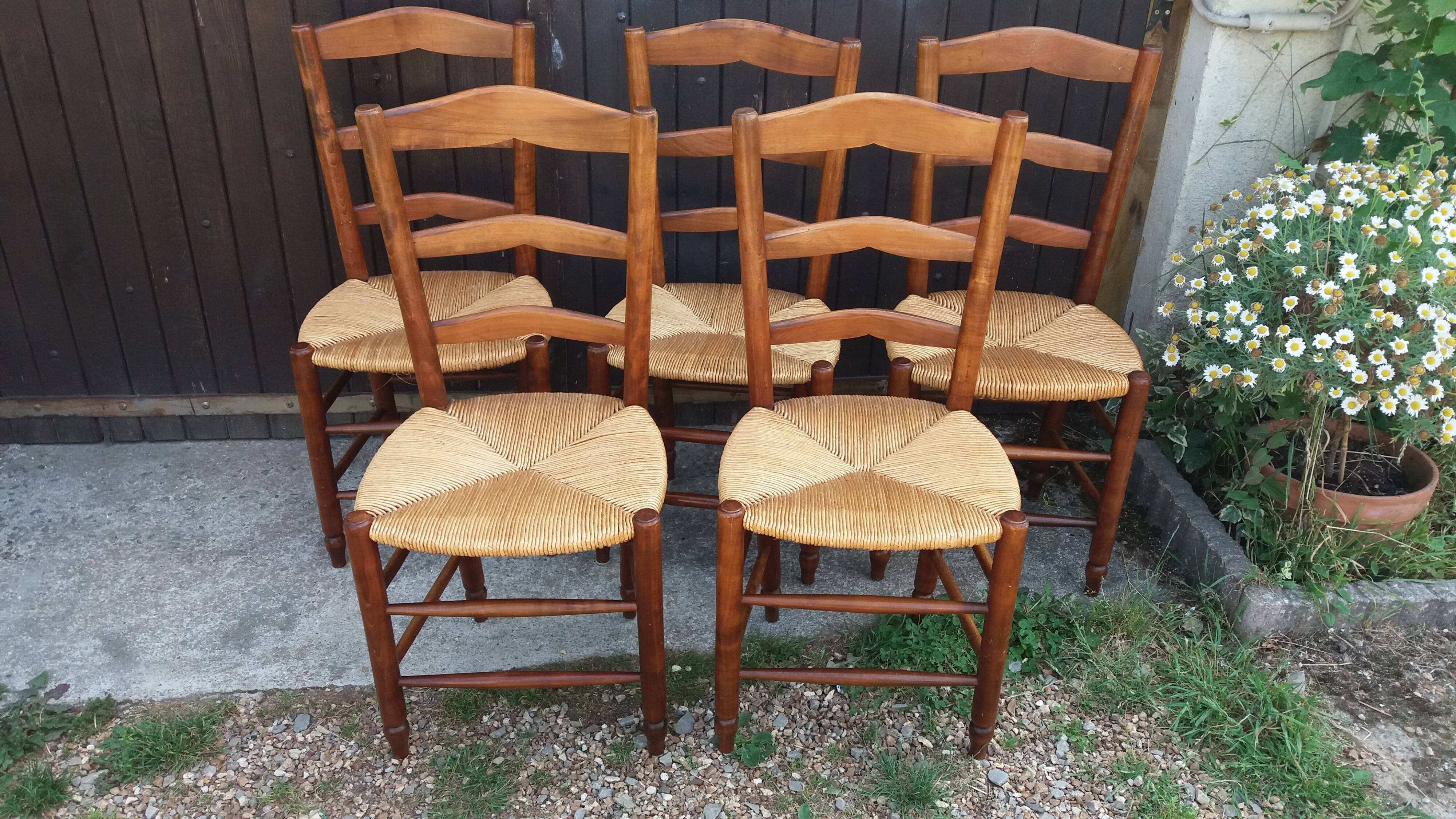 Lot de 5 chaises paillées