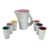 Pitcher service + 6 vintage glasses 1960