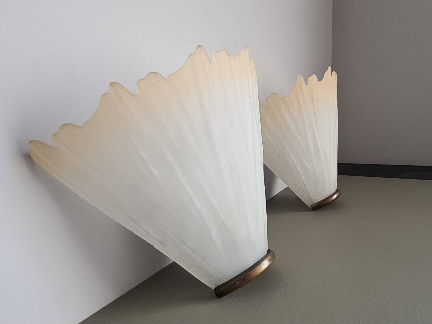 Pair of vintage French molded glass wall sconces