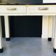 Kitchen table with drawers formica tray wooden footing 1950