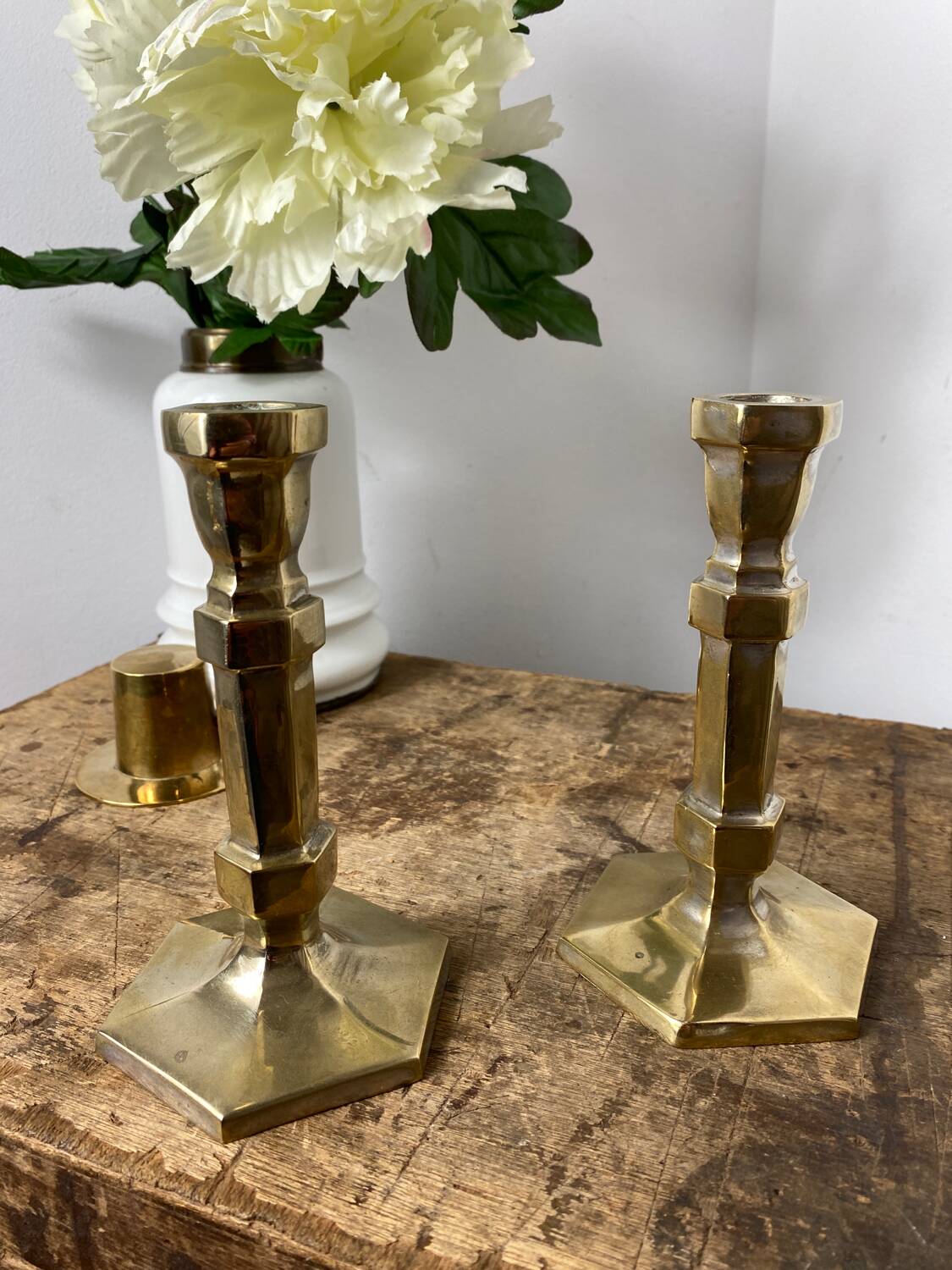Pair of brass candlesticks