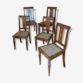 Lot de 5 chaises cannées