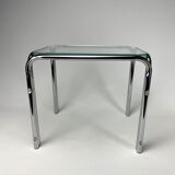 Small side table chrome metal and glass 70s