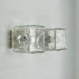 Vintage 70s Handmade Murano Ice Glass Wall or Ceiling Lamps by Toso