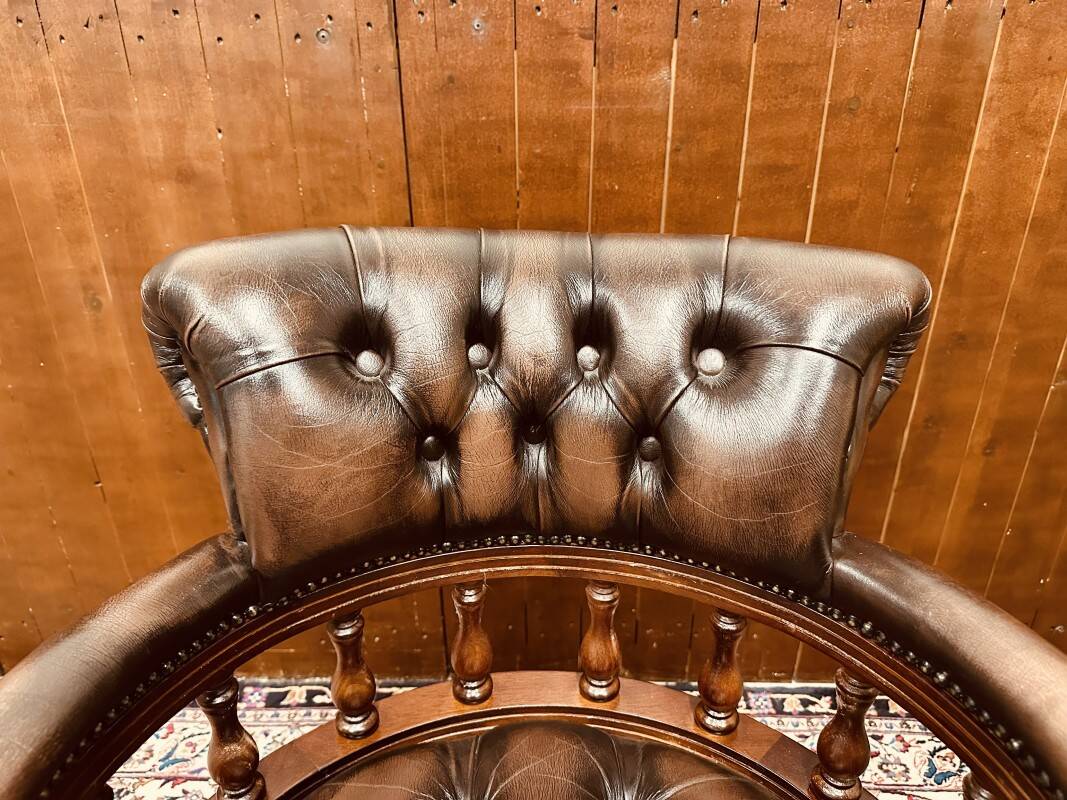 English Brown Chesterfield Captain Chair