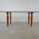 Vintage italian glass and wooden dining table, 1990s