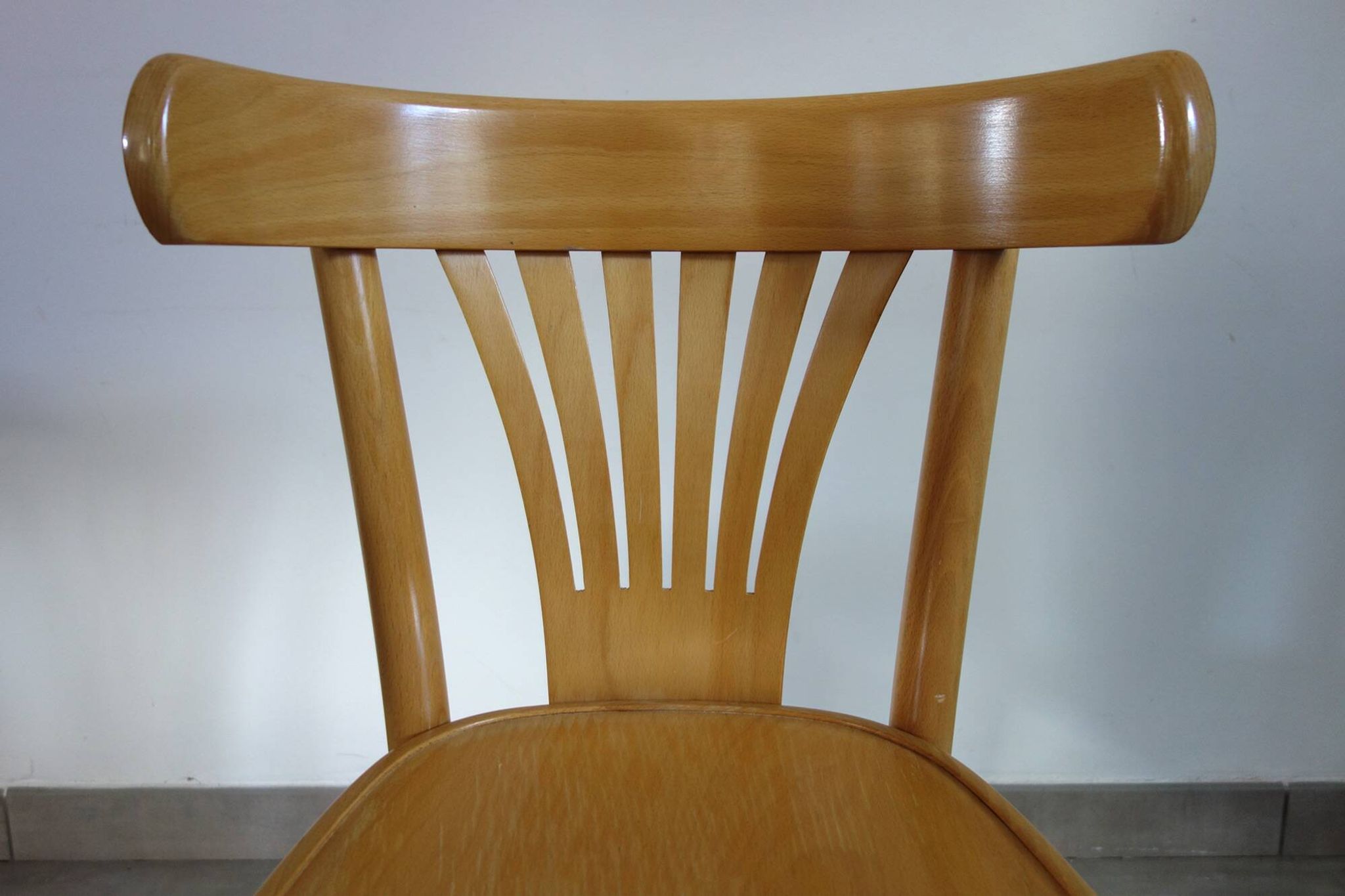Pair of Thonet-inspired bistro chairs in light beech