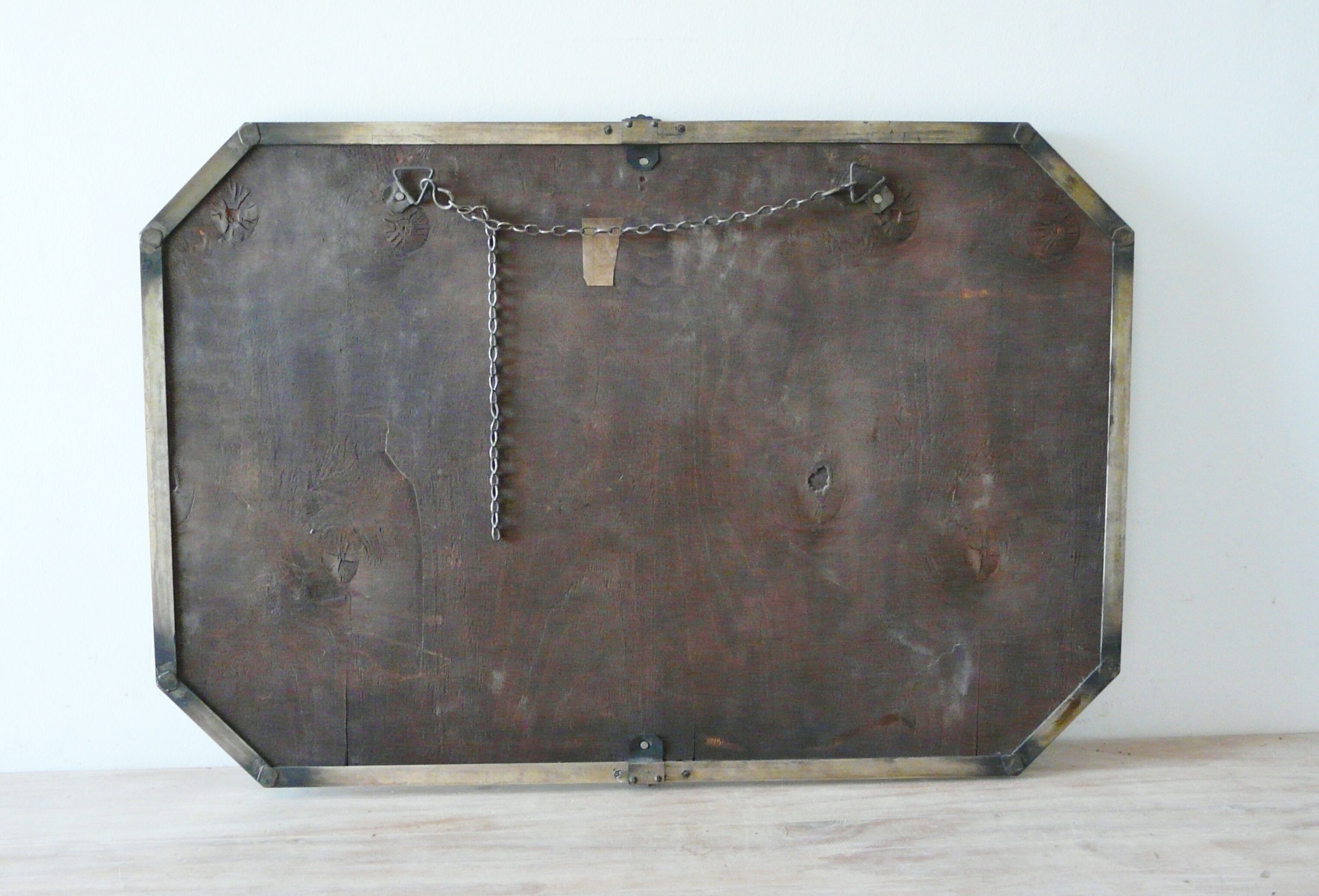 Art Deco beveled rectangular mirror frame silver 80x54cm